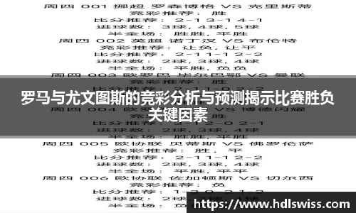 罗马与尤文图斯的竞彩分析与预测揭示比赛胜负关键因素
